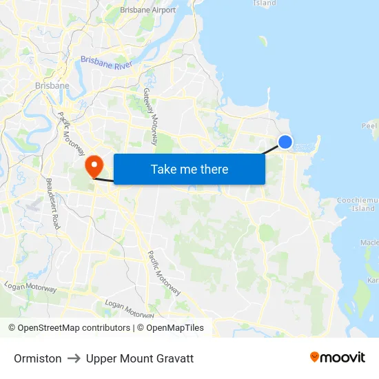 Ormiston to Upper Mount Gravatt map