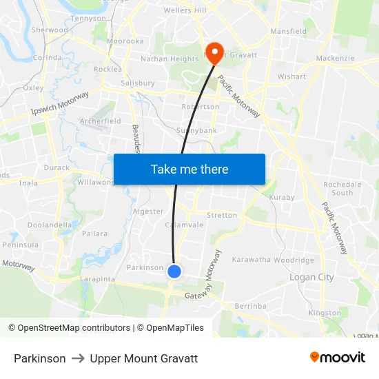 Parkinson to Upper Mount Gravatt map