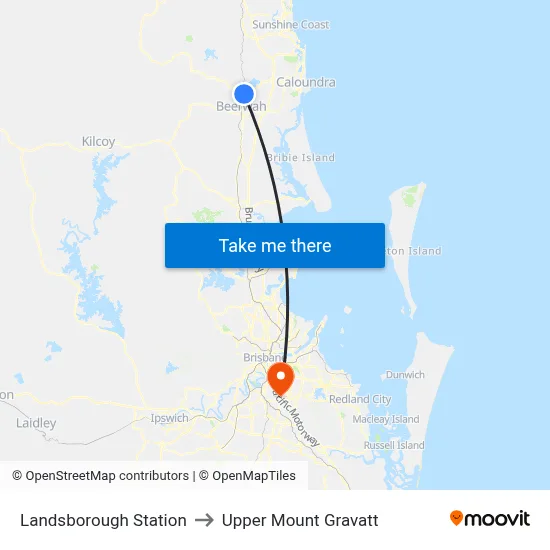 Landsborough Station to Upper Mount Gravatt map