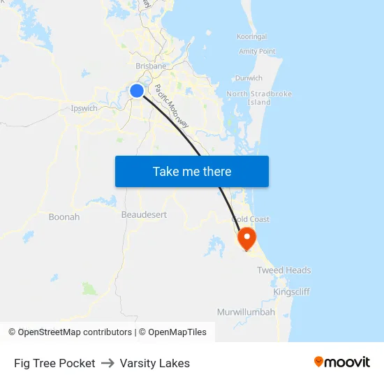 Fig Tree Pocket to Varsity Lakes map