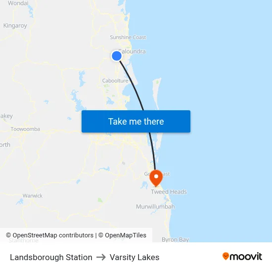 Landsborough Station to Varsity Lakes map