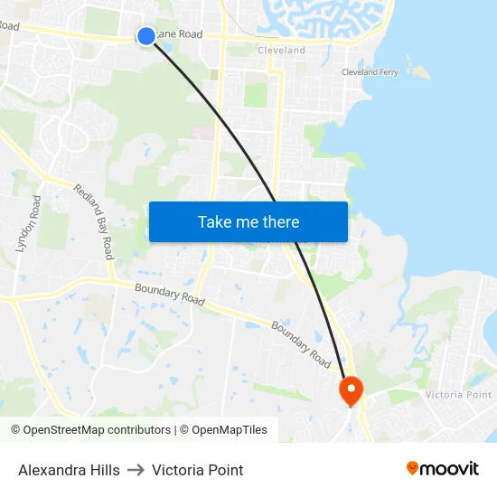 Alexandra Hills to Victoria Point map