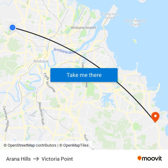 Arana Hills to Victoria Point map