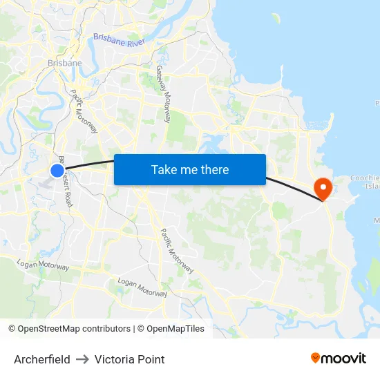 Archerfield to Victoria Point map
