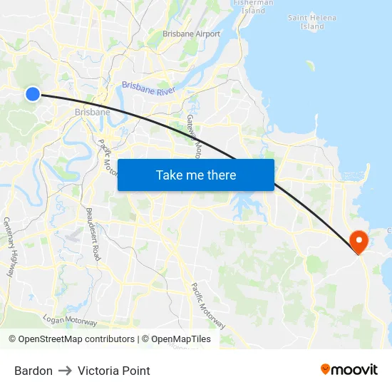 Bardon to Victoria Point map