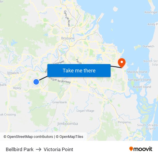 Bellbird Park to Victoria Point map