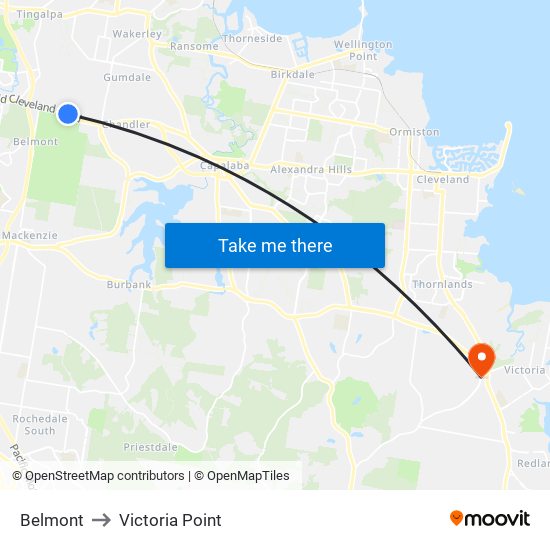 Belmont to Victoria Point map