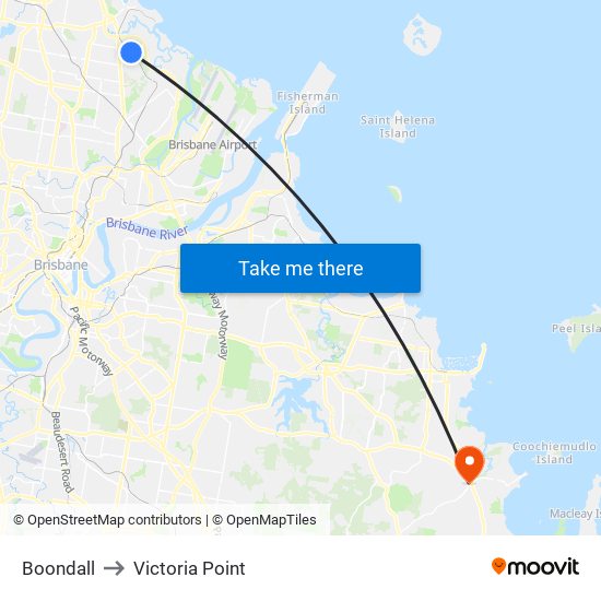 Boondall to Victoria Point map