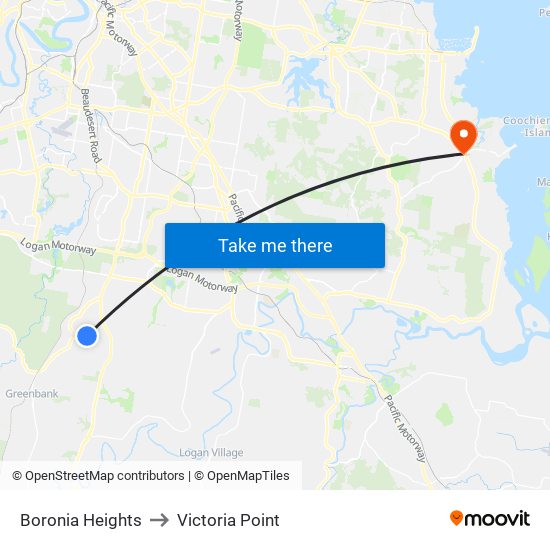 Boronia Heights to Victoria Point map