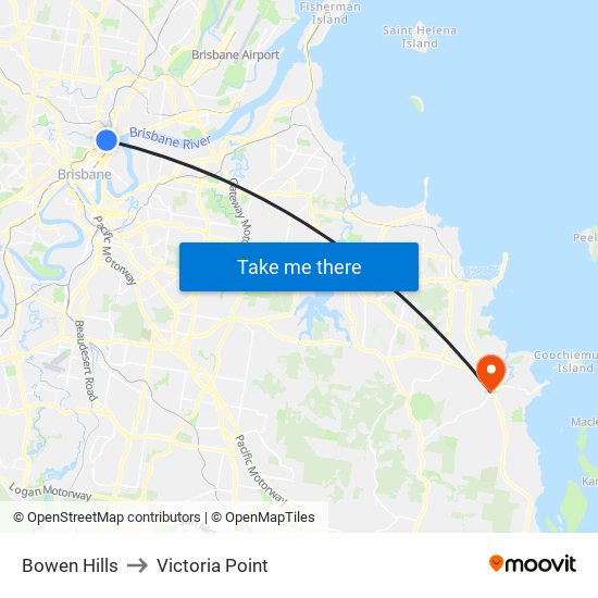 Bowen Hills to Victoria Point map