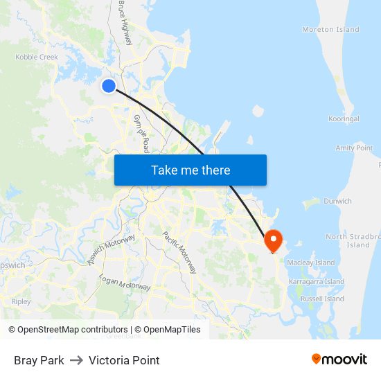 Bray Park to Victoria Point map