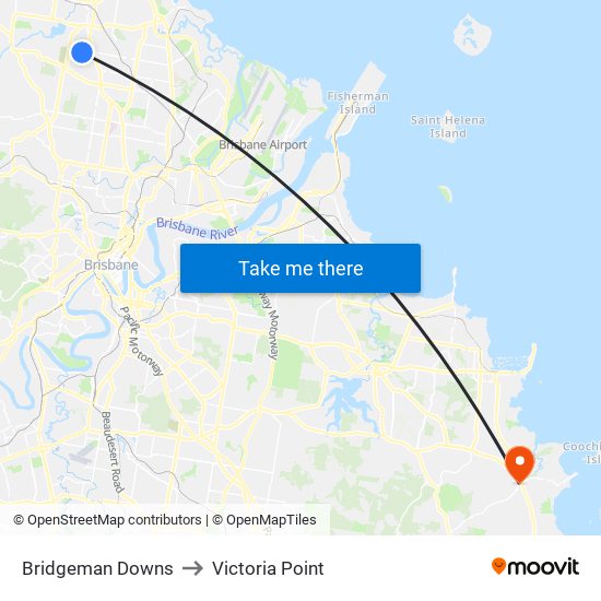 Bridgeman Downs to Victoria Point map