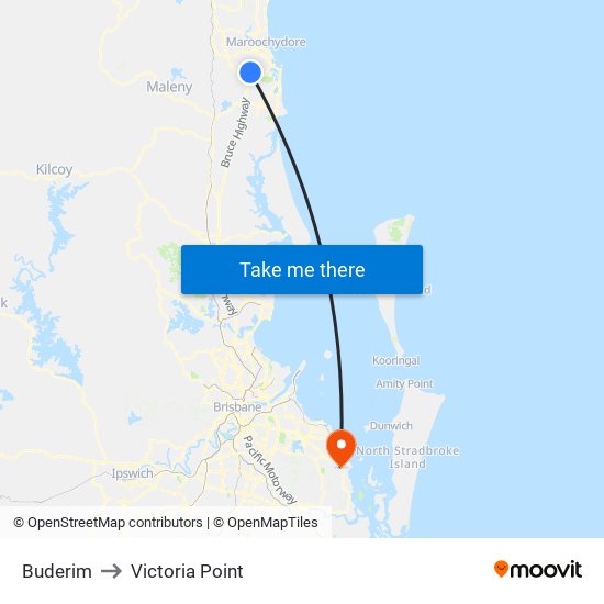 Buderim to Victoria Point map