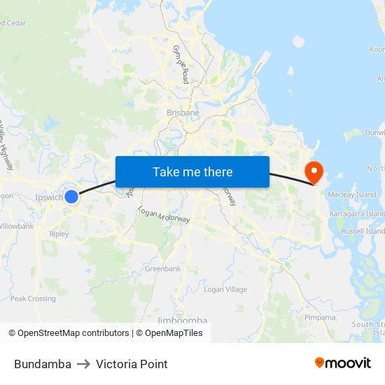 Bundamba to Victoria Point map