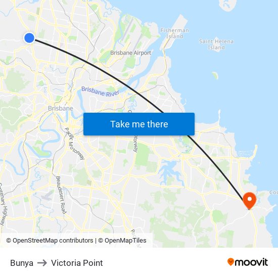 Bunya to Victoria Point map