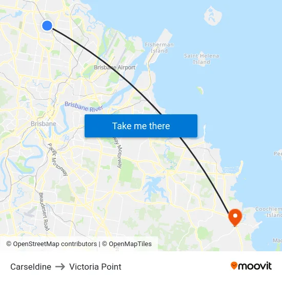 Carseldine to Victoria Point map
