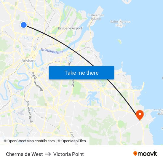 Chermside West to Victoria Point map