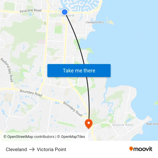 Cleveland to Victoria Point map
