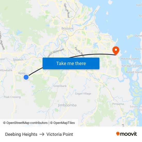 Deebing Heights to Victoria Point map