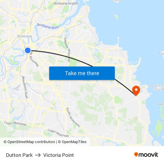 Dutton Park to Victoria Point map