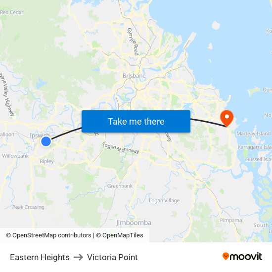 Eastern Heights to Victoria Point map