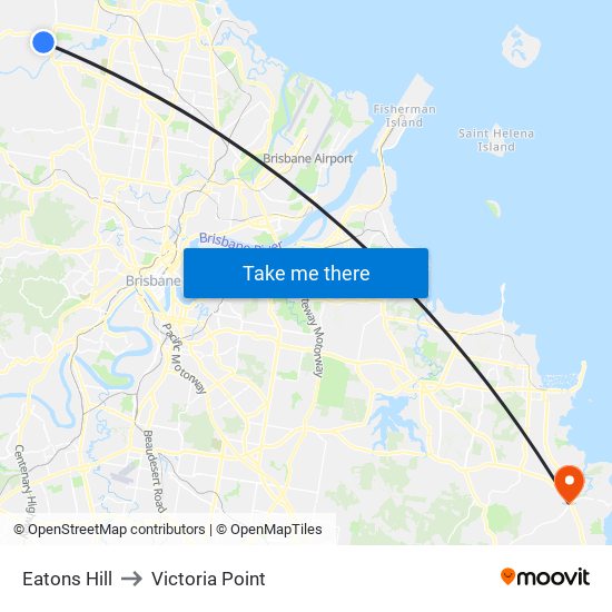 Eatons Hill to Victoria Point map