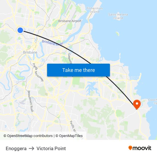 Enoggera to Victoria Point map