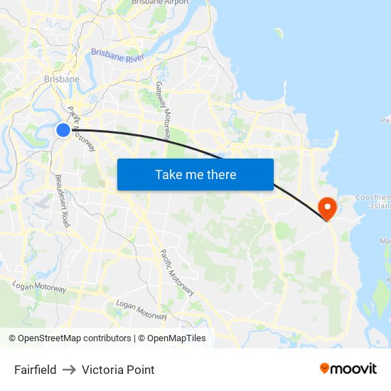 Fairfield to Victoria Point map