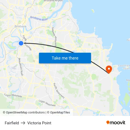 Fairfield to Victoria Point map