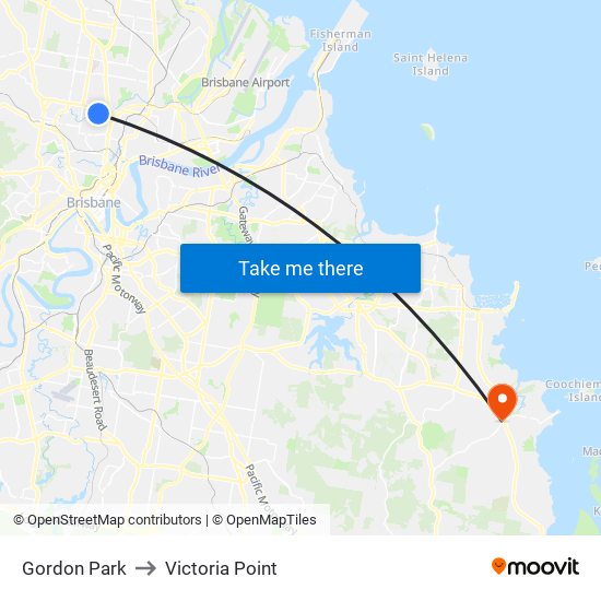 Gordon Park to Victoria Point map