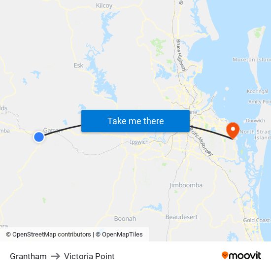 Grantham to Victoria Point map