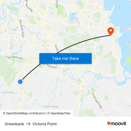 Greenbank to Victoria Point map