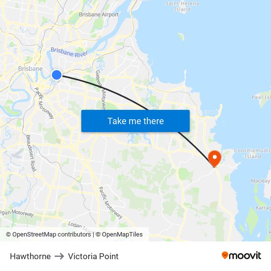 Hawthorne to Victoria Point map