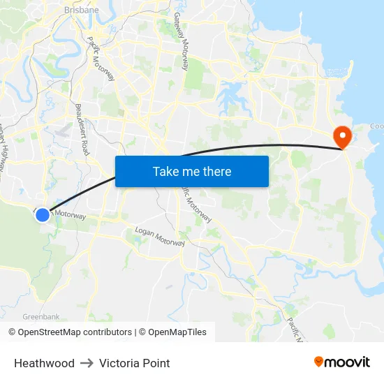 Heathwood to Victoria Point map