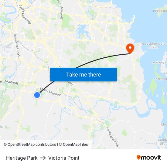 Heritage Park to Victoria Point map