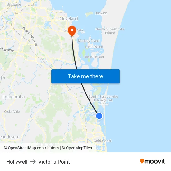 Hollywell to Victoria Point map