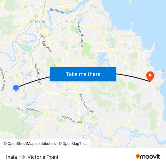 Inala to Victoria Point map