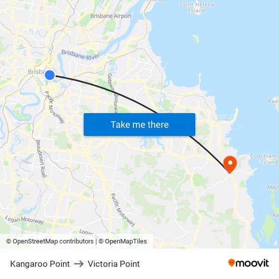 Kangaroo Point to Victoria Point map