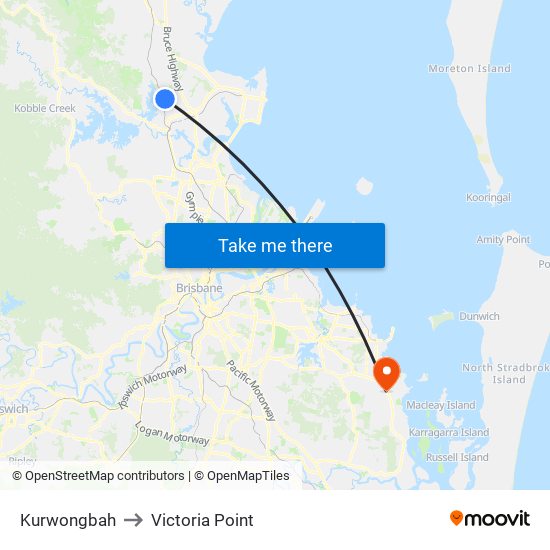 Kurwongbah to Victoria Point map