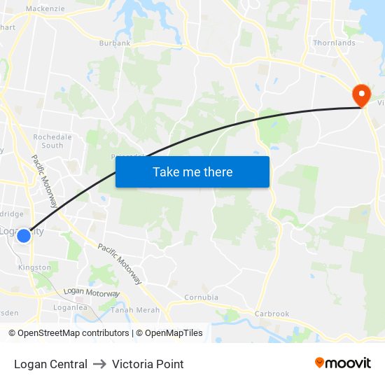 Logan Central to Victoria Point map