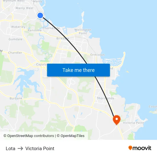 Lota to Victoria Point map