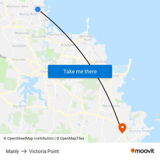 Manly to Victoria Point map