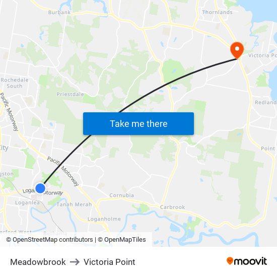 Meadowbrook to Victoria Point map