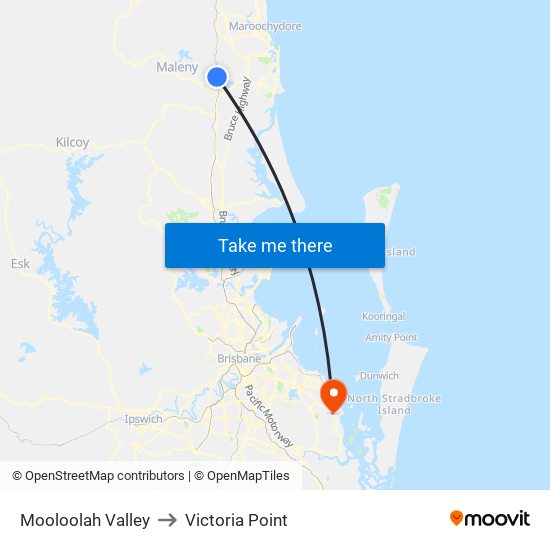 Mooloolah Valley to Victoria Point map