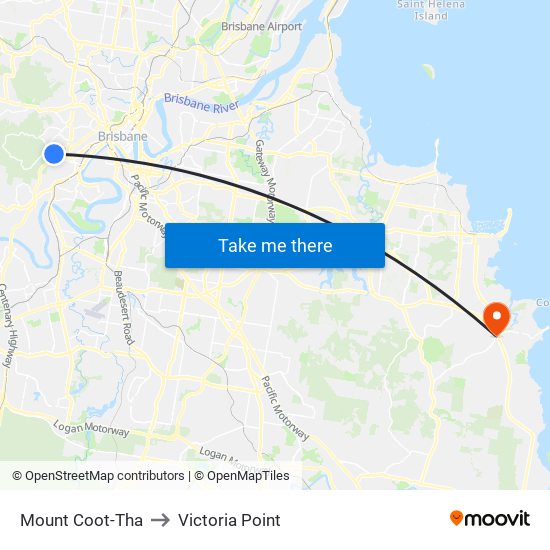 Mount Coot-Tha to Victoria Point map