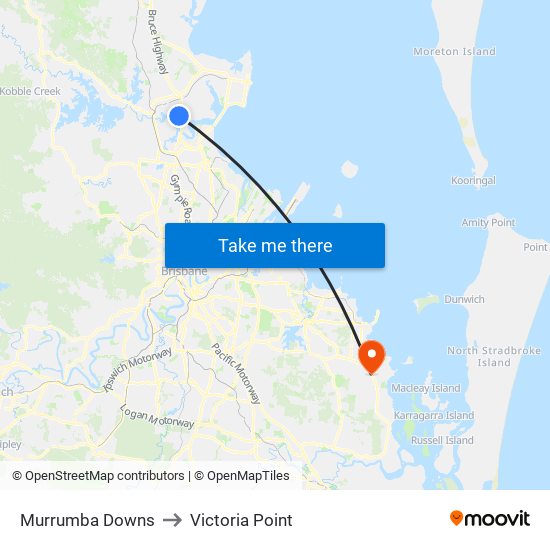 Murrumba Downs to Victoria Point map