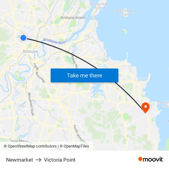 Newmarket to Victoria Point map