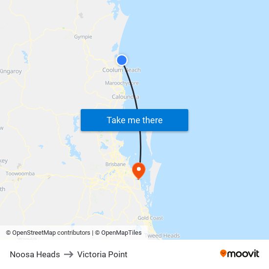 Noosa Heads to Victoria Point map