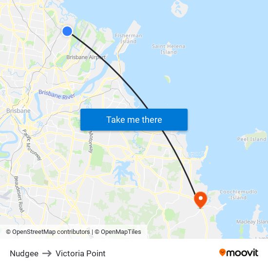 Nudgee to Victoria Point map