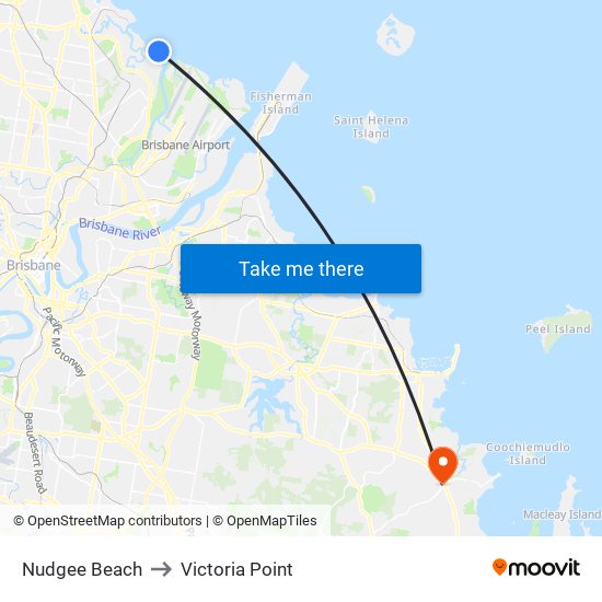 Nudgee Beach to Victoria Point map